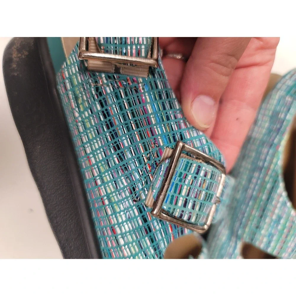 SAS Relaxed Comfort Teal Blue‎ Woven Adjustable Strap Sandals - Size 6W